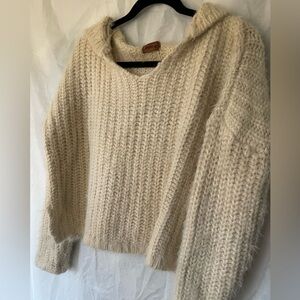 Pol Women's Chunky Hooded Sweater Ivory Size m